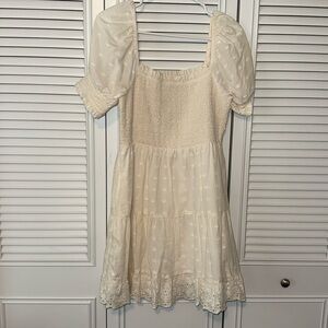American Eagle off white puff sleeve mini dress